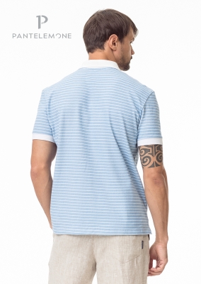 RP-041 - Мужская футболка-поло (48, Полоса голубая)