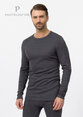 PMF-001 - Мужская футболка дл.рукав (46, Серый)